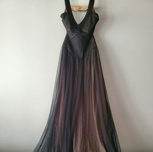 BCBG Max Azria Tulle Gown w/ Nude Underlay